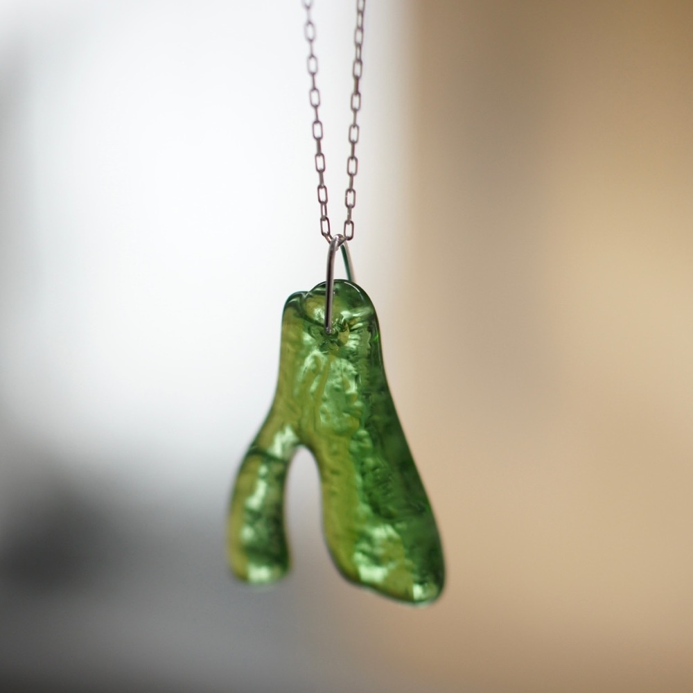 Wine Glass Necklace Green Recycled Upcycled Sterling Silver Alcohol Jewelry 21+